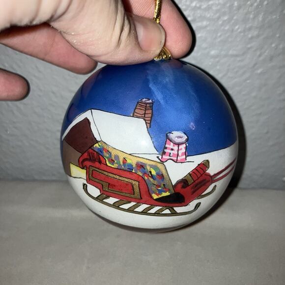 Christmas Ornament Li Bien 1998 Santa Claus Sleigh Reindeer Delivering Presents - Picture 2 of 4